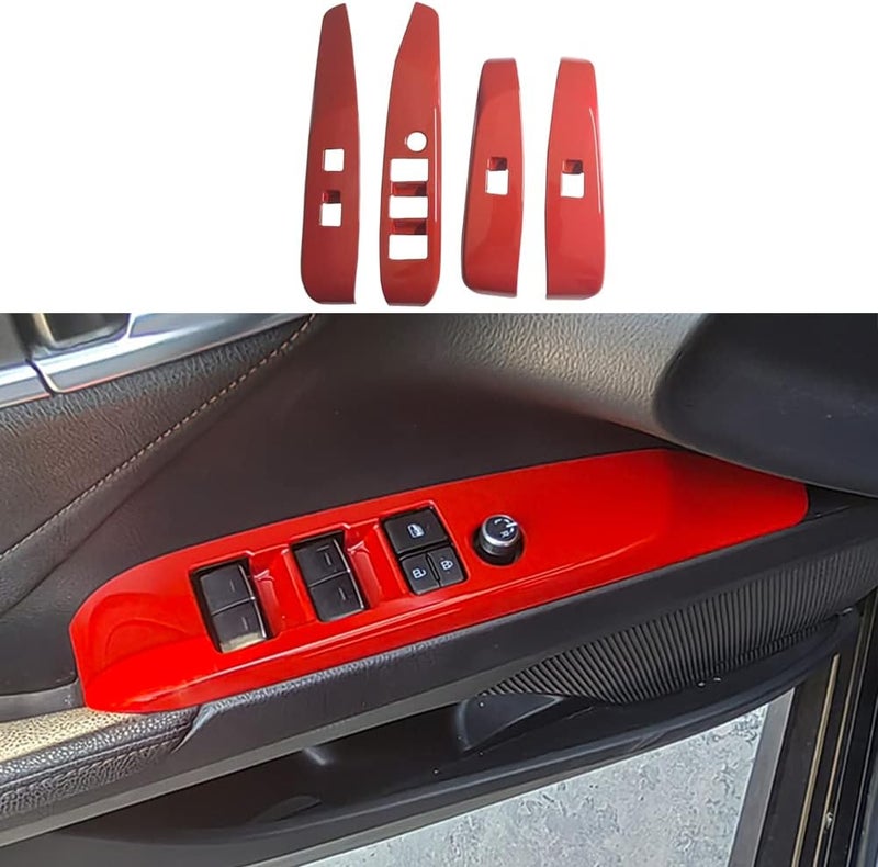 Kolya Compatible with 2018 2019 2020 2021 2022 2023 2024 2025 Toyota Camry Accessories Door Window Switch Panel Cover Window Control Button Trim (Red Color) - Image 1